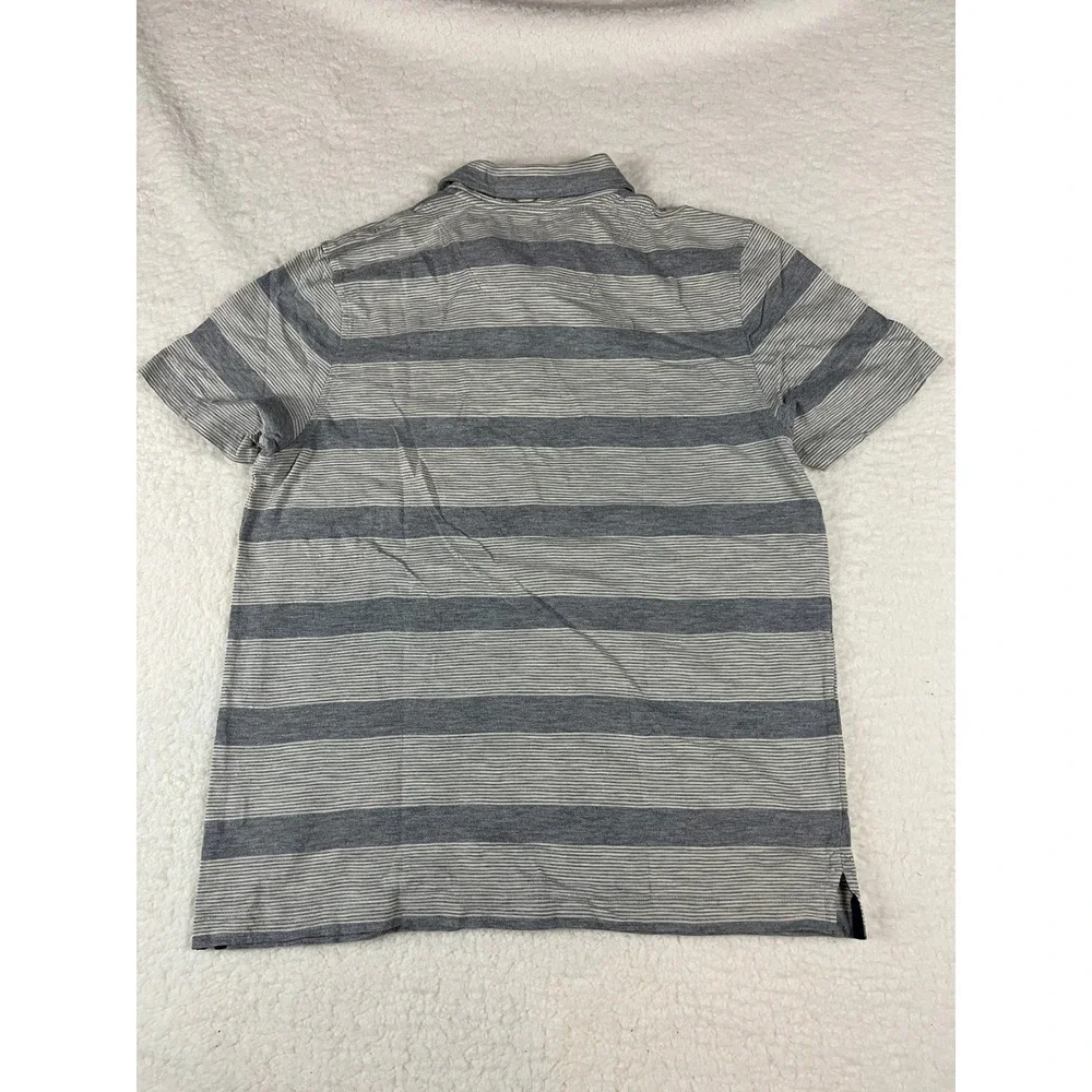The North Face Mens Striped Short‎ Sleeve Polo Shirt Gray White Size M